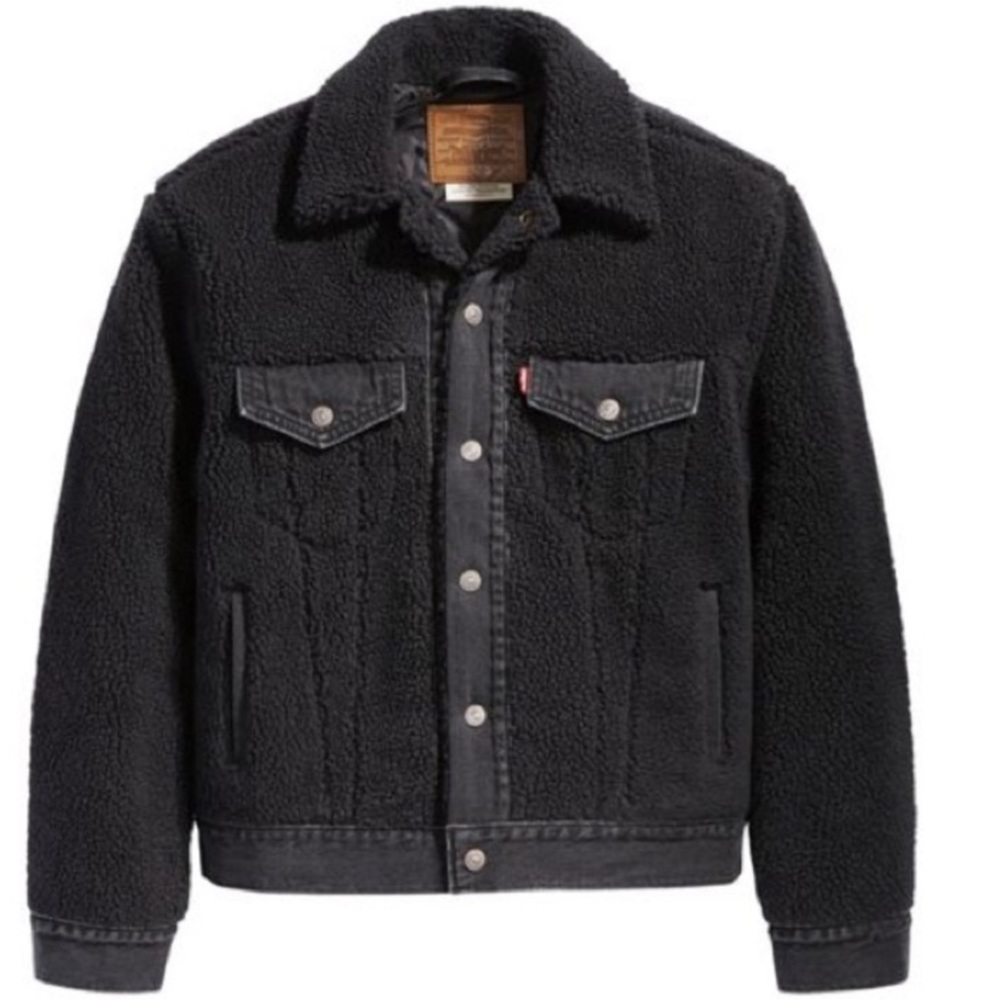 Levi’s Women’s Ex-Boyfriend Trucker Sherpa Denim Jacket, Black, Size S